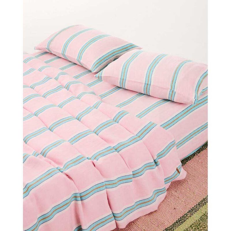 Kip&Co Tickled Pink Stripe Linen Pillowcases 2P Std Set image number 1